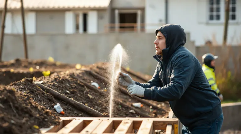 Contrôle d'une fosse septique par un technicien SPANC