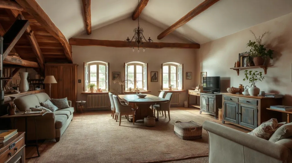 Intérieur d'une ancienne grange en cours de rénovation