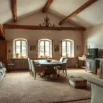 Intérieur d'une ancienne grange en cours de rénovation