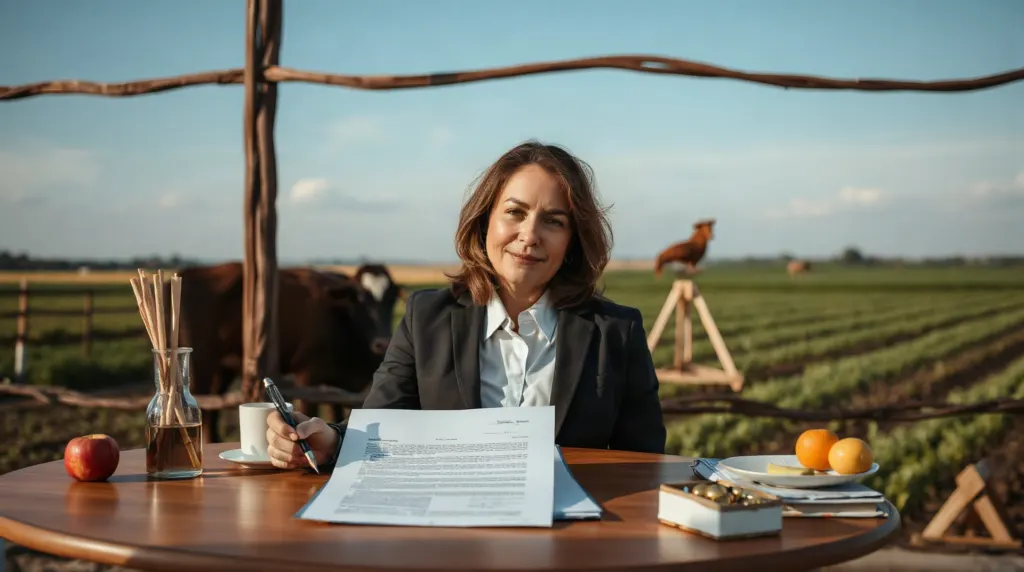 Notaire présentant un acte de vente de foncier agricole