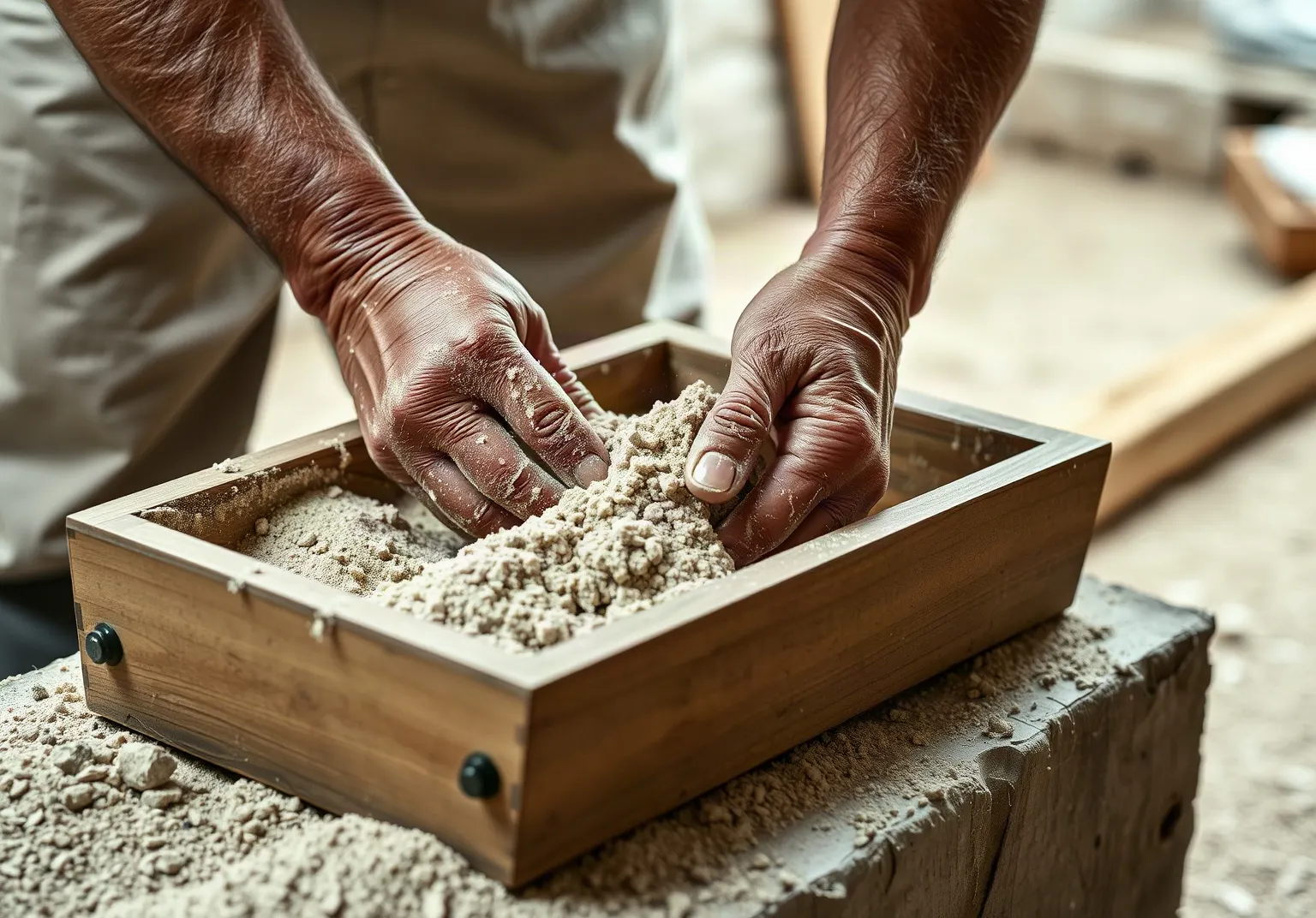 Préparation du mortier de chaux pour joints de pierres