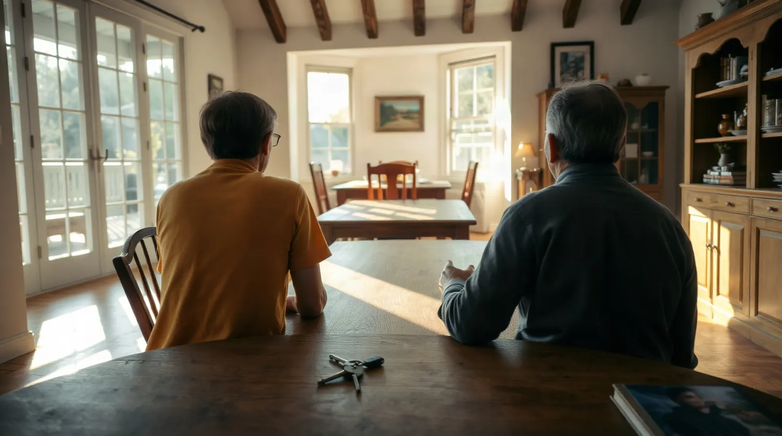 Enfants adultes parcourant des documents de succession familiaux