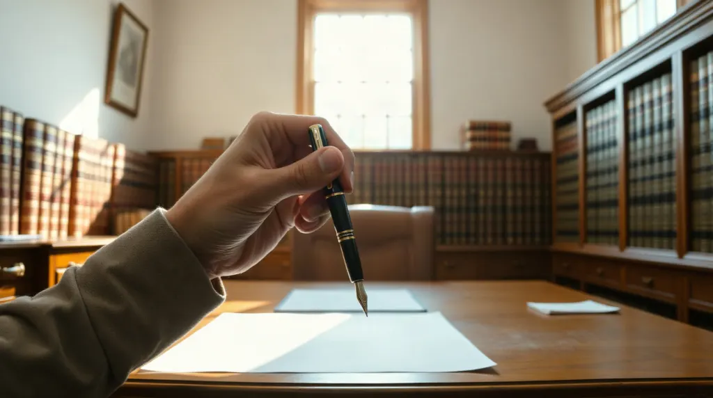 Signature d'un acte de vente en viager chez un notaire
