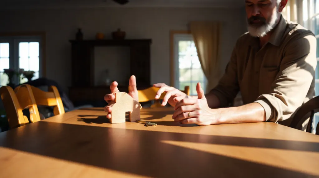 Trois adultes réunis autour d'une table en train d'examiner des documents de succession