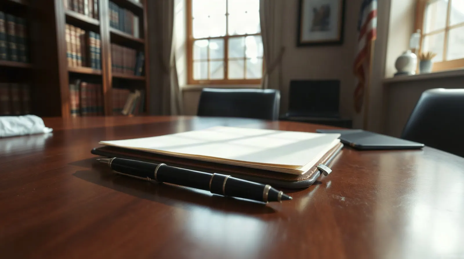 Un notaire remettant un acte de partage à un client assis en face de lui